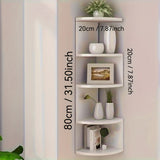 Estante de pared de esquina de 5 niveles, madera compuesta duradera, diseño que ahorra espacio, montaje de pared sin taladro, ideal para uso doméstico y de retail, estantes para pared, exhibición de retail, unidad de estantería de madera, clasificación d