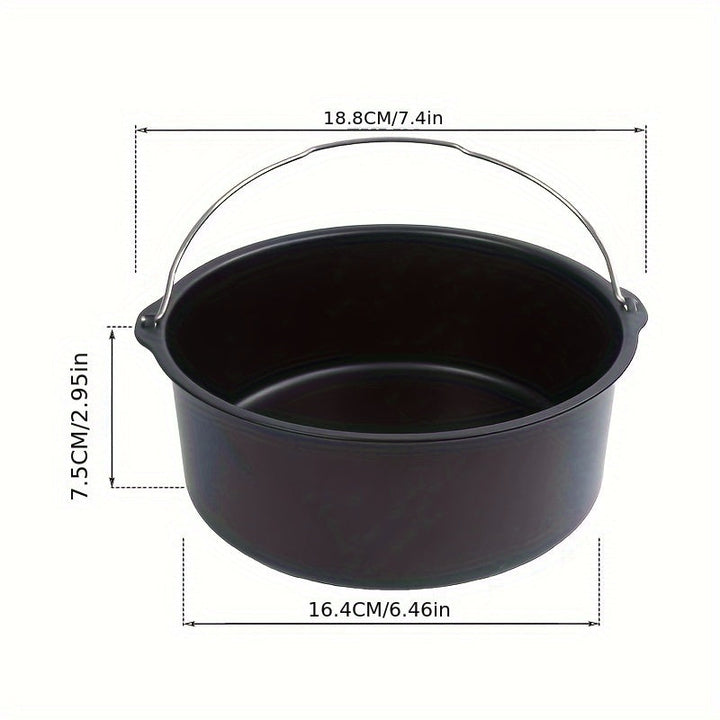 Sartén de horno de aire frito de acero al carbono no adherente de 7 pulgadas - Tamaño medio, ideal para pasteles y alimentos fritos, accesorios duraderos para horno de aire frito y cocina, accesorios para horno de aire frito.