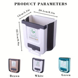 1pc Cubo de Basura Colgante Grande Plegable para Puertas de Armarios de Cocina - Ahorra Espacio, Cesta de Residuos Montada en la Pared en Blanco y Gris con Función de Clasificación Creativa, No Requiere Electricidad, Cubo de Basura para Puerta de Armario