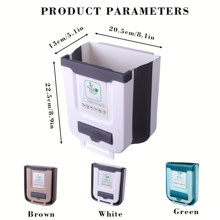 1pc Cubo de Basura Colgante Grande Plegable para Puertas de Armarios de Cocina - Ahorra Espacio, Cesta de Residuos Montada en la Pared en Blanco y Gris con Función de Clasificación Creativa, No Requiere Electricidad, Cubo de Basura para Puerta de Armario