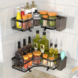 1 pieza de estante de ducha de esquina de acero inoxidable, soporte de organización montado en la pared, ganchos de almacenamiento modernos, no se requiere taladrar, adecuado para baños, dormitorios, cocinas y duchas de RV, organización y almacenamiento