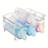 Organizador de Botellas y Vinos Apilables Transparente en Paquetes de 2/3/4 - Almacenamiento Duradero y Ahorrador de Espacio para Armarios de Cocina, Estantes, Encimeras - Sostiene Múltiples Botellas, Vasos, Tarros (Montaje Fácil)