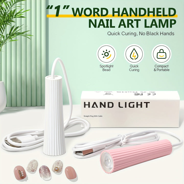 Secadora de uñas LED portátil, lámpara mini con USB para esmalte en gel de secado rápido, diseño acanalado en rosa, calidad profesional de salón, no requiere baterías