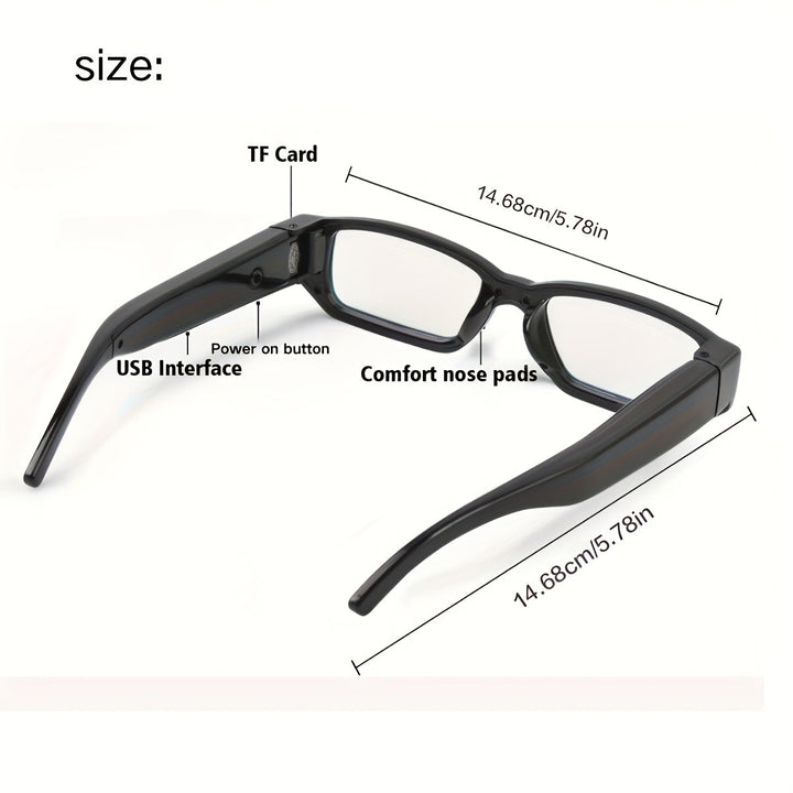 1 par de gafas inteligentes, 1080P alta definición, gafas de video para deportes al aire libre, gafas de foto portátiles, ideales para ciclismo, grabación de conferencias, etc., con tarjeta de memoria de 32G/64GB.