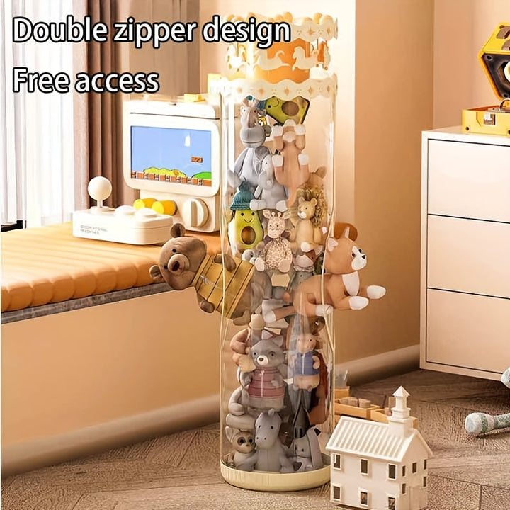 1pc, Cubo de Almacenamiento para Juguetes con Doble Cremallera, Bolsa Portátil de Gran Capacidad, Cesta Organizadora de Peluches y Muñecas