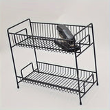 Estante de Almacenamiento de Metal Negro de 2 Niveles - Librero Versátil para Oficina y Estudio, No Requiere Montaje