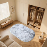 1 alfombra ovalada estilo bohemio con diseño tie-dye y cuadrícula, suave y esponjosa, 100% poliéster, base antideslizante, solo lavado a mano, moderna alfombra de área bohemia para dormitorio, sala de estar, oficina, decoración de hotel, accesorio de luj