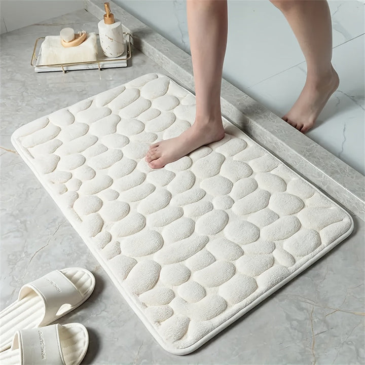 1pc Alfombra de baño con diseño de guijarros en relieve, alfombra de baño antideslizante súper absorbente para bañera, inodoro y suelo, alfombra antideslizante de poliéster lavable a máquina para bañera, 23,6 x 15,7 pulgadas