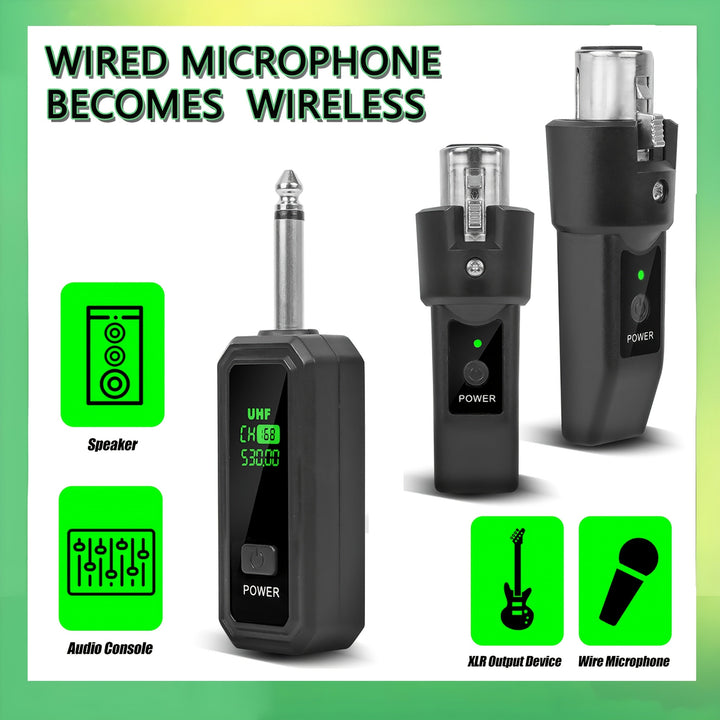 Transmisor de micrófono inalámbrico, micrófono dinámico conectado a un sistema de amplificación y recepción inalámbrico, transmisión de larga distancia de 2,4 GHz, sistema de transmisión y recepción inalámbrico, opciones de un solo/doble, adecuado para m