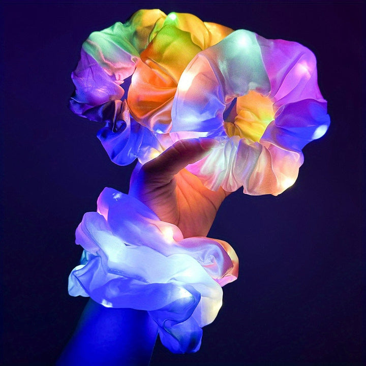 12 piezas de anillos de pelo de intestino grueso luminosos LED, adecuados para niñas y mujeres. Accesorios de luz nocturna de modo multicolor, adecuados para fiestas de carnaval.