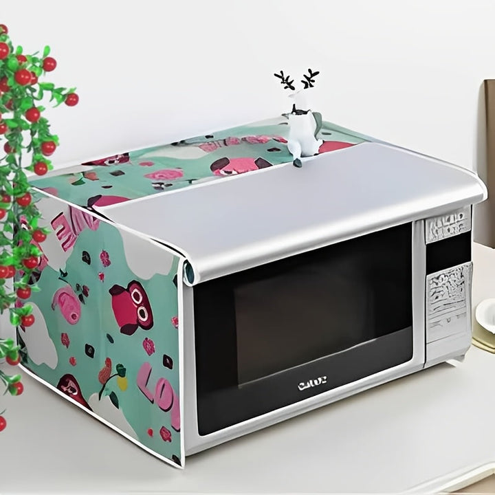 1 pieza, cubierta de polvo para microondas con diseño de gato lindo y calabaza, tejido de poliéster Oxford duradero, envuelve el horno microondas para decoración de cocina, fácil de limpiar, protege superficies y electrodomésticos, protector de electrodo