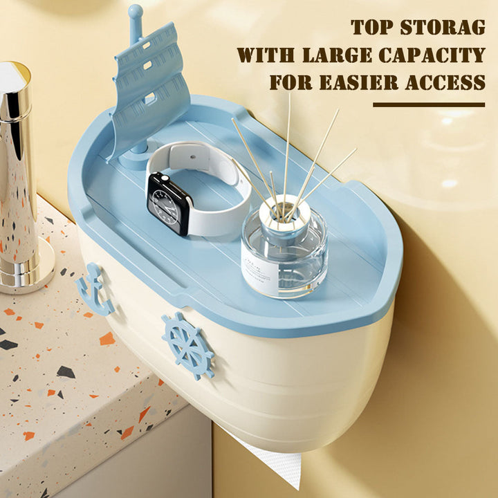 Porta Papel Higiénico Impermeable y Duradero para Baño con Diseño de Barco a Vela, Estilo Moderno