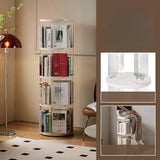 Estante rotativo de 360 grados con 4 estaciones adecuado para hogar, estante minimalista de pie, estante de varios niveles, estante de gran capacidad, estante de almacenamiento, cesta de revistas y periódicos.