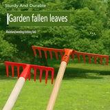 1pc Rastrillo de Jardín de Metal de Alta Resistencia con Mango Rojo - Robusto y Duradero para Deshierbe, Hojas Caídas y Limpieza de Jardín - No Necesita Energía - Perfecto para Terrenos Baldíos, Campos de Ropa y Jardinería al Aire Libre, Rastrillos para