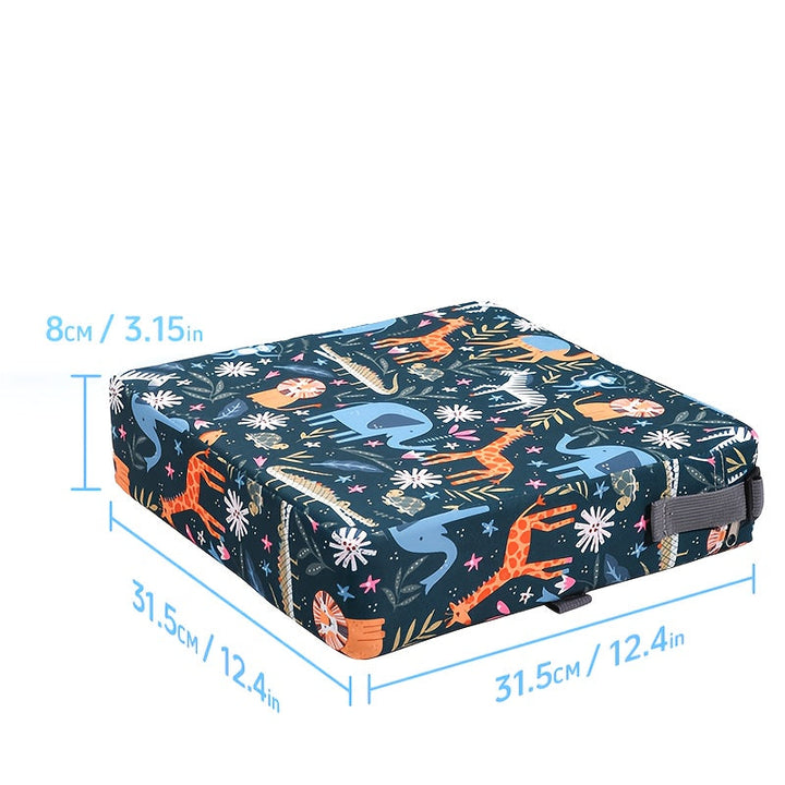 Silla de comedor con aumento de asiento, elemento animal, lavable, con 2 cinturones de seguridad, adecuada para mesa de comedor, escuela, exteriores, oficina, cojín portátil para viajes que aumenta la altura.