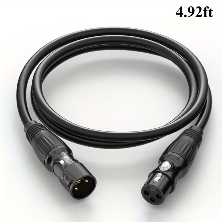 Cable de extensión XLR chapado en oro de CHOSEAL - Cable de audio de 3 pines masculino a femenino con protección de papel aluminio y blindaje trenzado, carcasa de aleación para mezclador de micrófono y amplificador, equipo de audio profesional | Cable de