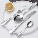 Juego de 24 piezas de cubiertos con colgador, incluye cuchillos, tenedores, cucharas, cucharitas y colgador, vajilla ideal para cenas familiares y reuniones, apto para lavavajillas