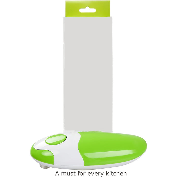 Abrelatas Eléctrico Automático FEIYBA - Operación con un Toque, Seguridad Sin Manos, Diseño Ergonómico Verde y Blanco, Alimentado por Baterías (4 AA No Incluidas) para Uso Fácil en la Cocina, Herramienta Moderna, Acabado Suave en el Mango