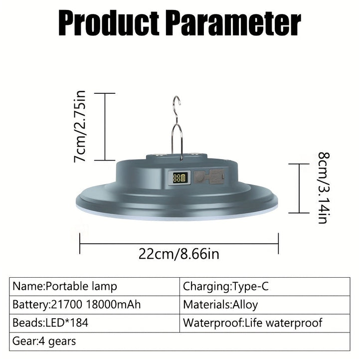 1pc Lámpara LED Portátil Multifuncional con Base Magnética y Gancho Rápido, 8-20H de Duración, 4 Modos de Iluminación, Recargable USB Tipo-C, Luz Cálida Ajustable para Exteriores, Camping, Mochilero, Construcción Robusta, Ideal para Entusiastas del Aire