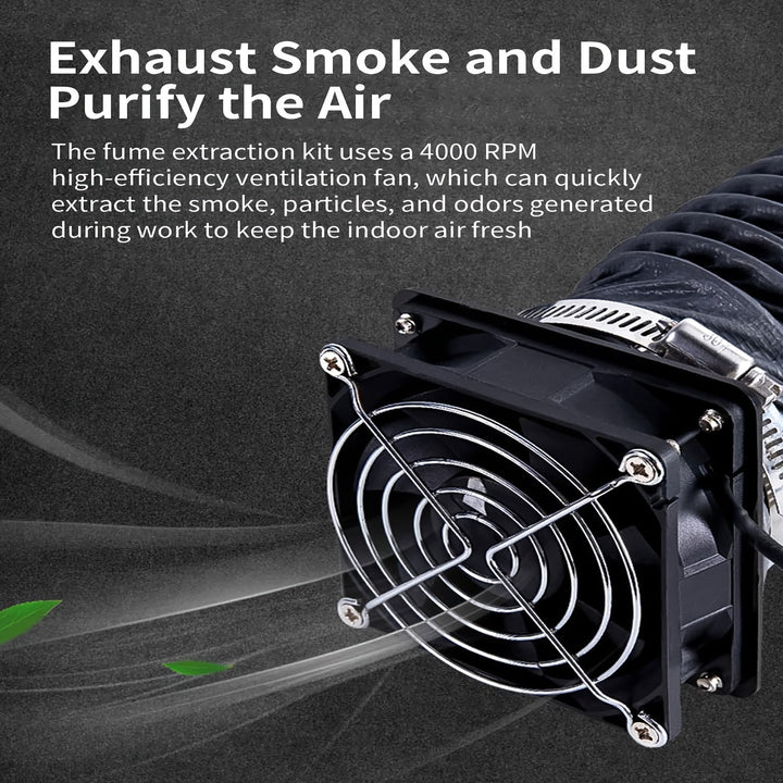 Kit de extracción de humos y ventilador de extracción de 1pieza para impresora 3D, ventilador de extracción de bajo ruido con alimentación USB y tubo de escape de plástico duradero, eliminación eficiente de humo, polvo y olores, incluye componentes elect