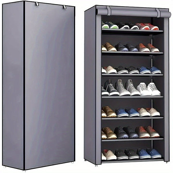 [Organizador de Zapatos Metálico Independiente] Organizador de Zapatos Metálico Independiente de 6-10 Niveles - Diseño Resistente a la Intemperie, Fácil de Montar - Amplia Capacidad de 3.2 Pies Cúbicos, Menos de 30 Lbs, 27 Pulgadas de Altura, Cubierta a