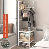 Estantería Metálica Omnipotente con 3 Estantes y 4 Ganchos, Colgador Vertical Multifuncional para Ropa y Sombreros, Acero Recubierto Antioxidante, Dispensador de Productos de Cuidado Personal