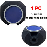 Escudo de protección para micrófono profesional - Absorbedor de sonido de espuma de alta densidad, cubierta de esponja a prueba de viento para estudio y grabación en vivo, reducción de ruido, negro, conector XLR, esenciales para cabinas de grabación, dis