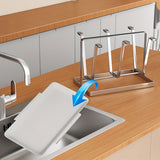 Soporte para botella de agua de acero inoxidable de 6 ranuras con bandeja de goteo - Diseño moderno y elegante para el hogar y la oficina, sistema fácil de beber y fácil de limpiar, organizador minimalista para el baño