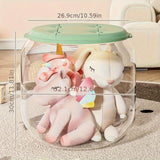 Organizador de Juguetes de Peluche con Cubo y Taburete Sentado, Transparente - 1/2 piezas