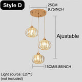 Lámpara de forma de calabaza dorada E27 - 3 cabezas, candelabro tradicional de metal con pantalla de vidrio, montaje semienterrado para entrada, baño, balcón, escalera y comedor - No incluye bombilla, iluminación festiva, iluminación elegante, construcci