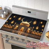 1pc Alfombrilla de Cocina con Diseño de Mezquita Islámica - Cúpula Dorada y Luna Creciente, Protector Térmico para Estufas/Gas/Hornos, Decoración Fácil de Limpiar para Encimeras, Máquinas de Café o Mesas - Poliéster Duradero, Antideslizante, Protección p
