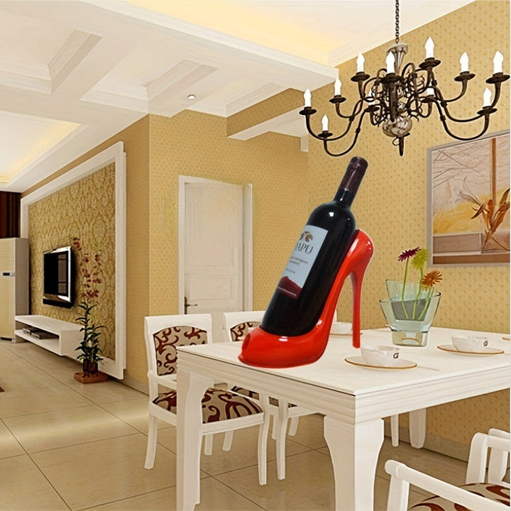 1pc Elegante Soporte para Botella de Vino con Tacón Alto – Soporte de Resina para Mesa para Bodas y Decoración del Hogar, Creativo Estante de Vino en Forma de Tacones Altos Rosa para Sala de Estar, Bar y Exhibición de Restaurantes, Decoración de Vino