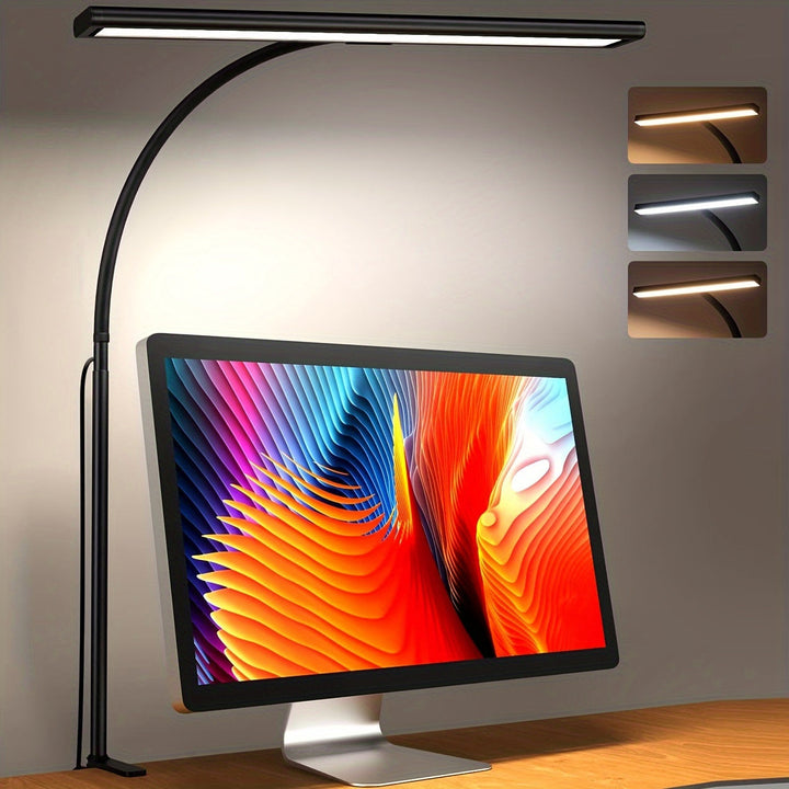 1pc Lámpara de escritorio LED de 160, USB 10W Súper brillante Lámpara de pinza regulable, 3 temperaturas de color y 10 niveles de brillo Lámpara de mesa, Lámpara de oficina para estudio de oficina en casa