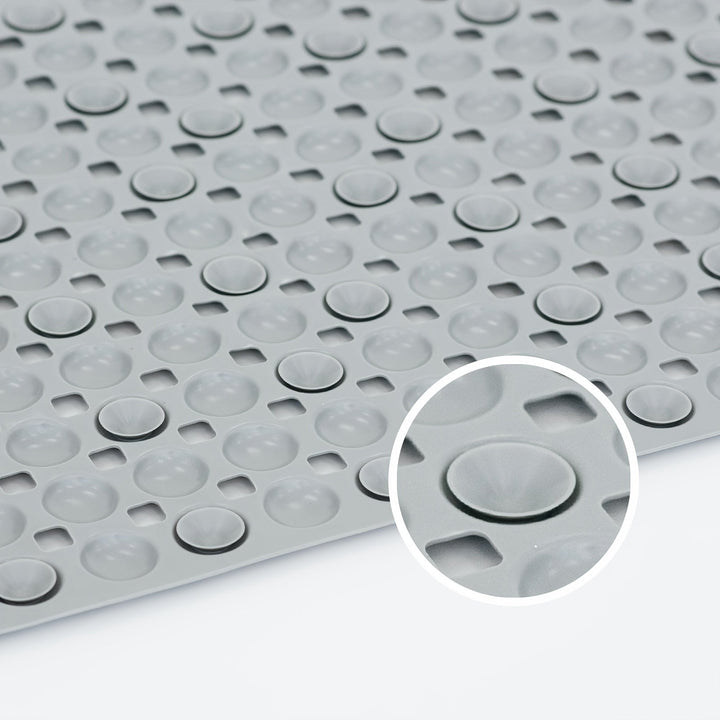 1pc Alfombra Antideslizante para Bañera con Agujeros de Drenaje y Ventosas - PVC Duradero, Alfombra Antideslizante para Ducha, Gris Claro con Puntos Blancos, Lavable a Máquina para Seguridad en el Baño de Casa, Tapete de Baño