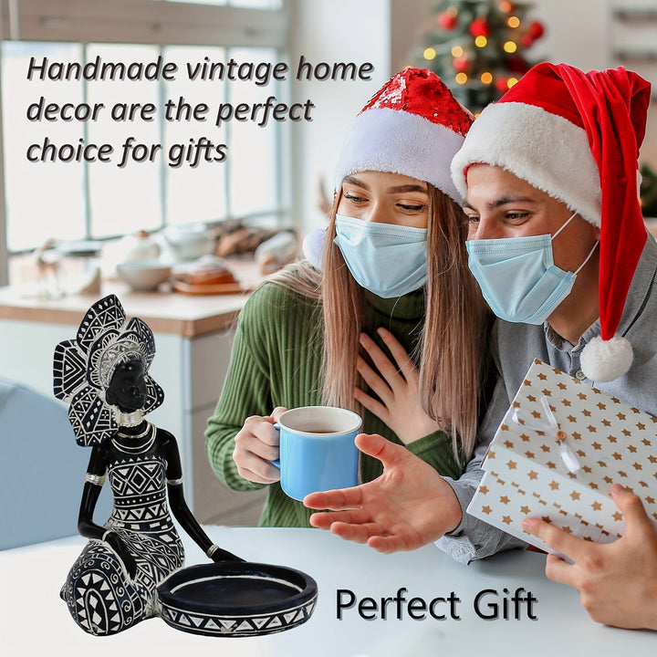 1 Pieza, Porta Velas De Figurina De Dama Africana Con Tótem Tribal Africano Para Bodas, Iglesias Y Decoración De Vacaciones, Estatuas Decorativas De Mujeres Africanas, Porta Velas Para El Hogar Y La Mesa