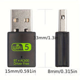 BT5.0 + Wifi 600M, un adaptador inalámbrico/dual propósito y adaptador wifi, adaptador BT5.0/600M tarjeta de red inalámbrica de doble banda, admite tanto wifi como conexiones inalámbricas. Al proporcionar acceso a Internet de alta velocidad, también pued
