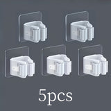 Juego de 4/5 Ganchos para Fregona, Soporte Sin Taladro con Pegamento Fuerte, Organizador Montado en la Pared para Escobas y Trapeadores, Gancho Utilitario para Almacenamiento de Herramientas Domésticas