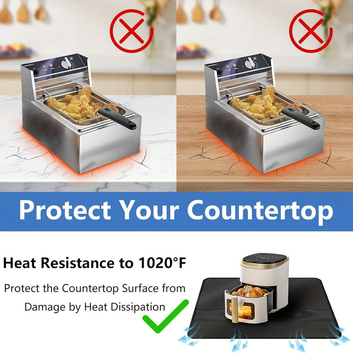 Amduine, alfombrilla antideslizante y resistente al calor y al fuego para freidor de aire, freidor profundo, horno y encimera. Protección duradera para la cocina con diseño de llama azul y roja, alfombrilla resistente al calor.