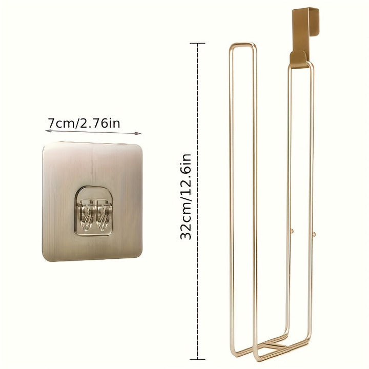 Soporte para Papel Higiénico de Hierro Dorado de Fácil Instalación - Sin Taladro, Montaje Autoadhesivo en Pared para Baño y Cocina, Diseño Moderno y Elegante, Se Ajusta Sobre la Puerta o la Pared, Almacenamiento para Baño