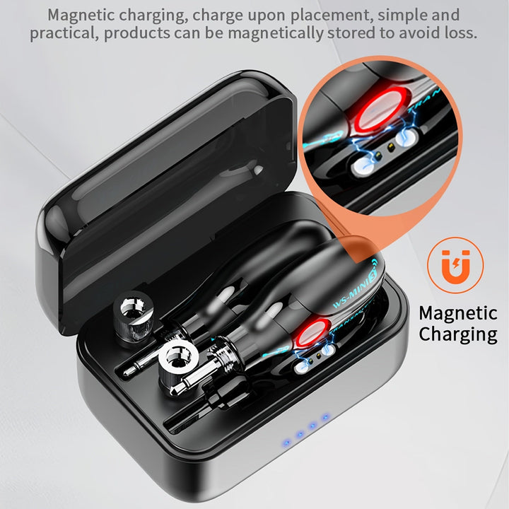 Sistema inalámbrico para guitarra de 2.4 GHz, material ABS negro, incluye transmisor, receptor, estuche para batería, carga magnética, compatible con audio mono de 6.35 mm y 3.5 mm, para instrumentos musicales eléctricos