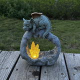 XXOASIS Estatua de Dinosaurio con Energía Solar y Detalles de Cristal - Decoración para Jardín y Césped Exterior, Luz de Paisaje Recargable, Lámpara Solar de Cristal, Dinosaurio, Patio de Jardín, Decoración de Césped