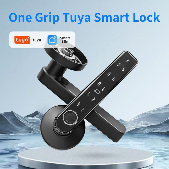 Cerradura inteligente biométrica 5 en 1 con huella digital, entrada sin llave, compatible con app, tarjeta IC, contraseña y llave, 99% de precisión, inalámbrica, acabado negro en aleación de zinc, alimentada por batería con carga USB, sin necesidad de ca