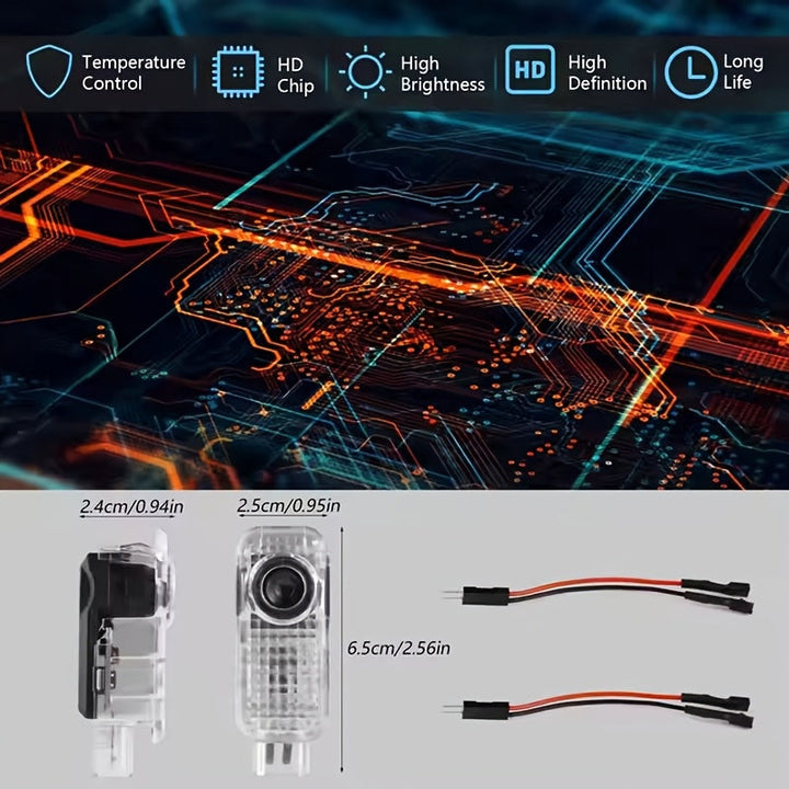 2 piezas luces de proyección para AUDI A4L, A6L, A3L, A5, A8L, Q2, Q3, Q5L, Q7 - Luces de puerta y focos radium 12-24V fáciles de instalar - Accesorios de alto brillo