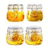 Juego de 2/4 Tarros Herméticos de Vidrio de 16 Onzas con Tapas de Cierre, Contenedores Sellados Transparentes para Alimentos, Organización del Despensa, Productos Secos, Snacks, Café, Té, Encurtidos, Azúcar, Harina - Multiusos, Antifugas, Libres de BPA