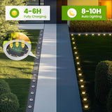 Luz solar para piso, iluminación exterior, sin cables, carga automática, batería de larga duración, ideal para jardín, césped o patio (4/8 piezas, luz cálida/blanca)