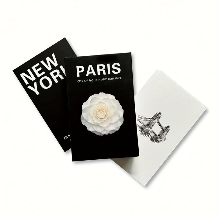 3 piezas de lujo de moda, libro, diseño de espinas negras y blancas, elegante, para el hogar, oficina, decoración de mesa de café, acento de sala de estar, decoración de estantería, decoración de estantería