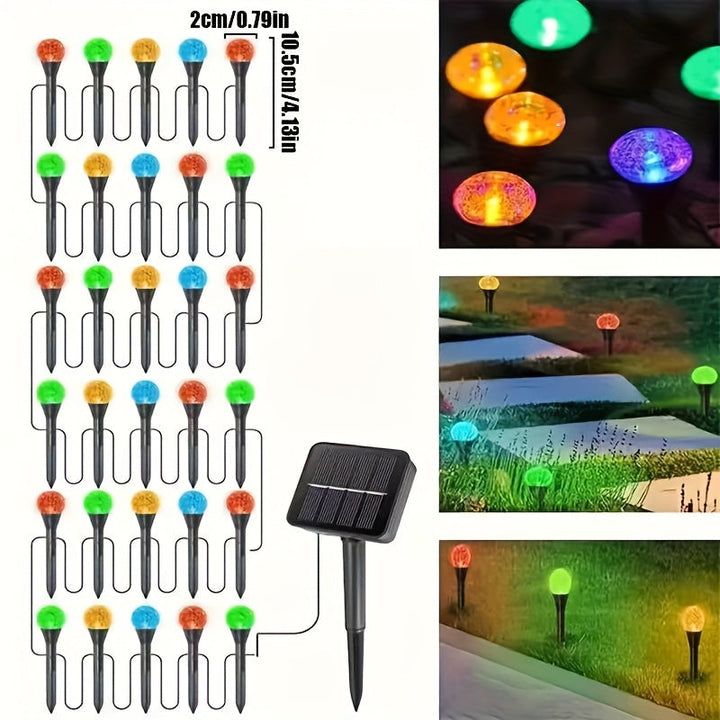 Lámpara de Inserción en el Suelo con Bolas Acrílicas Solares, Cadena de Luz Exterior de 30 Piezas para Jardín y Patio, Decoración de Villa con Ambiente Especial, Resistente al Salpicadero IP44