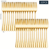 Juego de 32 tenedores para mesa, cubiertos de acero inoxidable de 8.1 pulgadas, set duradero adecuado para hogar y restaurante - Pulido espejo, lavable en lavavajillas