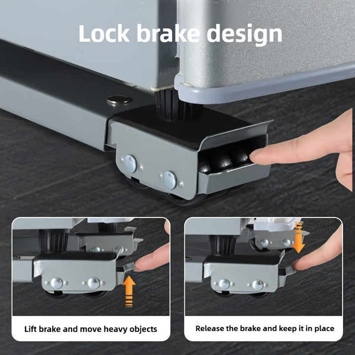2 Piezas de Carrito Ajustable para Electrodomésticos con 24 Ruedas - Sin Batería Necesaria, Base Ergonómica con Palanca y Frenos, Ideal para Refrigerador, Lavadora, Secadora y Muebles - Accesorios para Hogar, Movilización Fácil