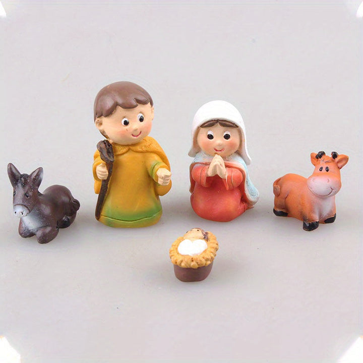 Juego de figuras religiosas del nacimiento de Jesús, set de pesebre de la Virgen María, figuras en resina